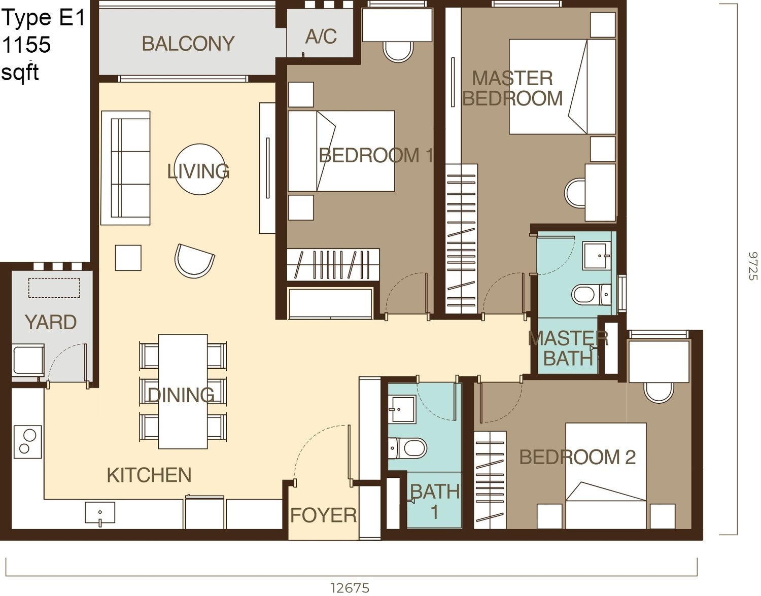 Ayanna Residence Type E1 floor plan
