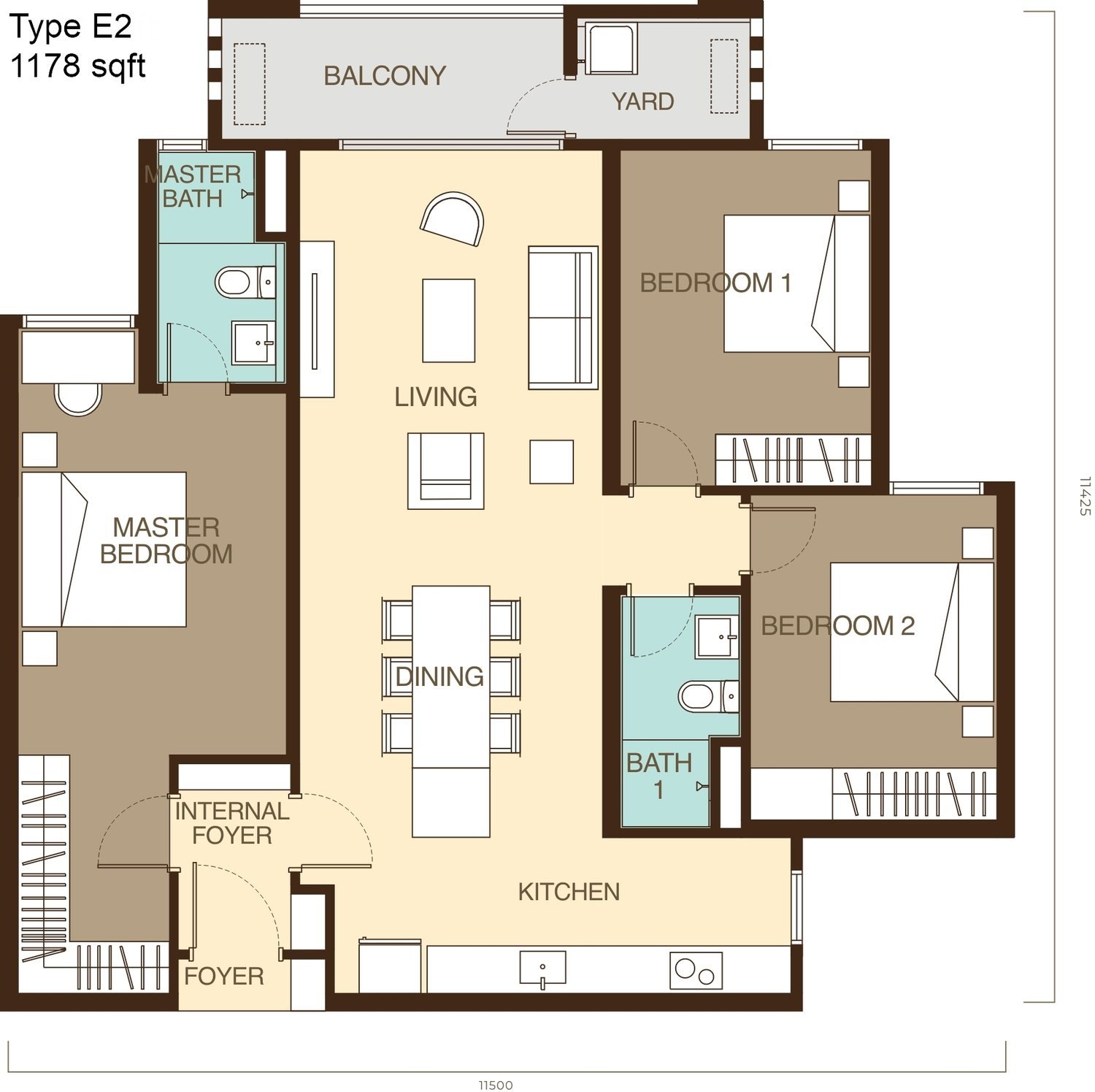 Ayanna Residence Type E2 floor plan