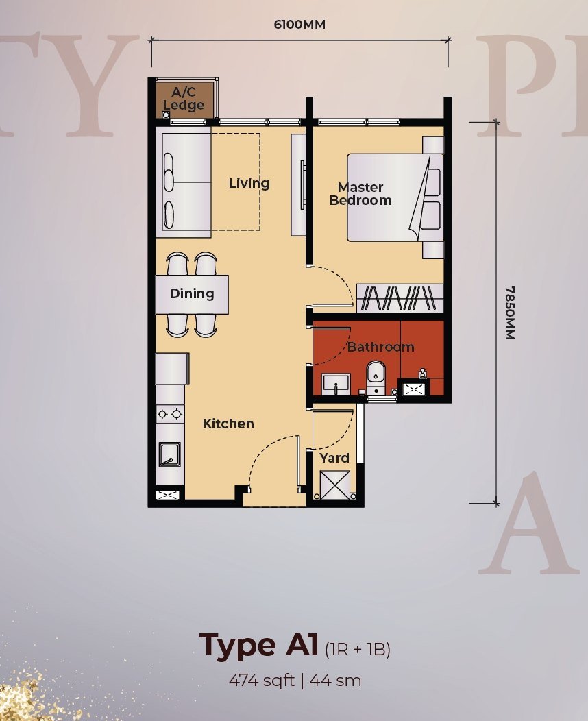 The Kingswoodz Type A1 floor plan