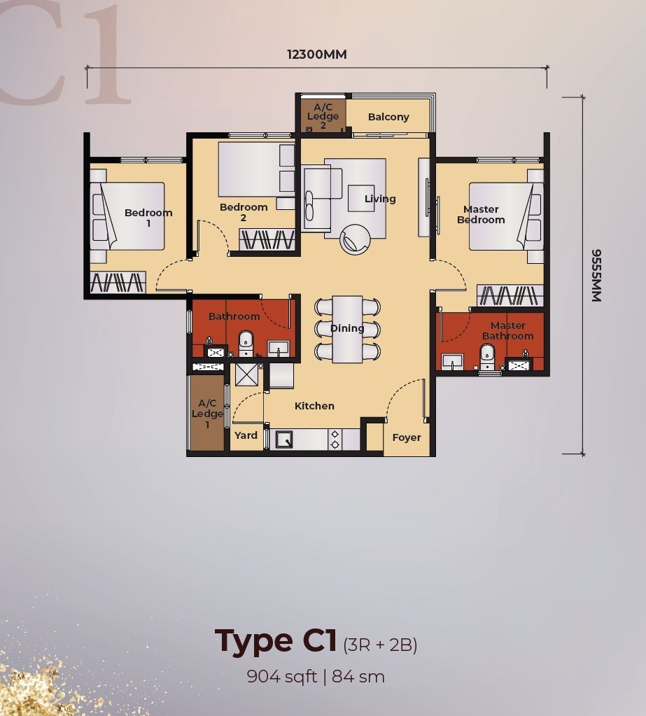 The Kingswoodz Type C1 floor plan