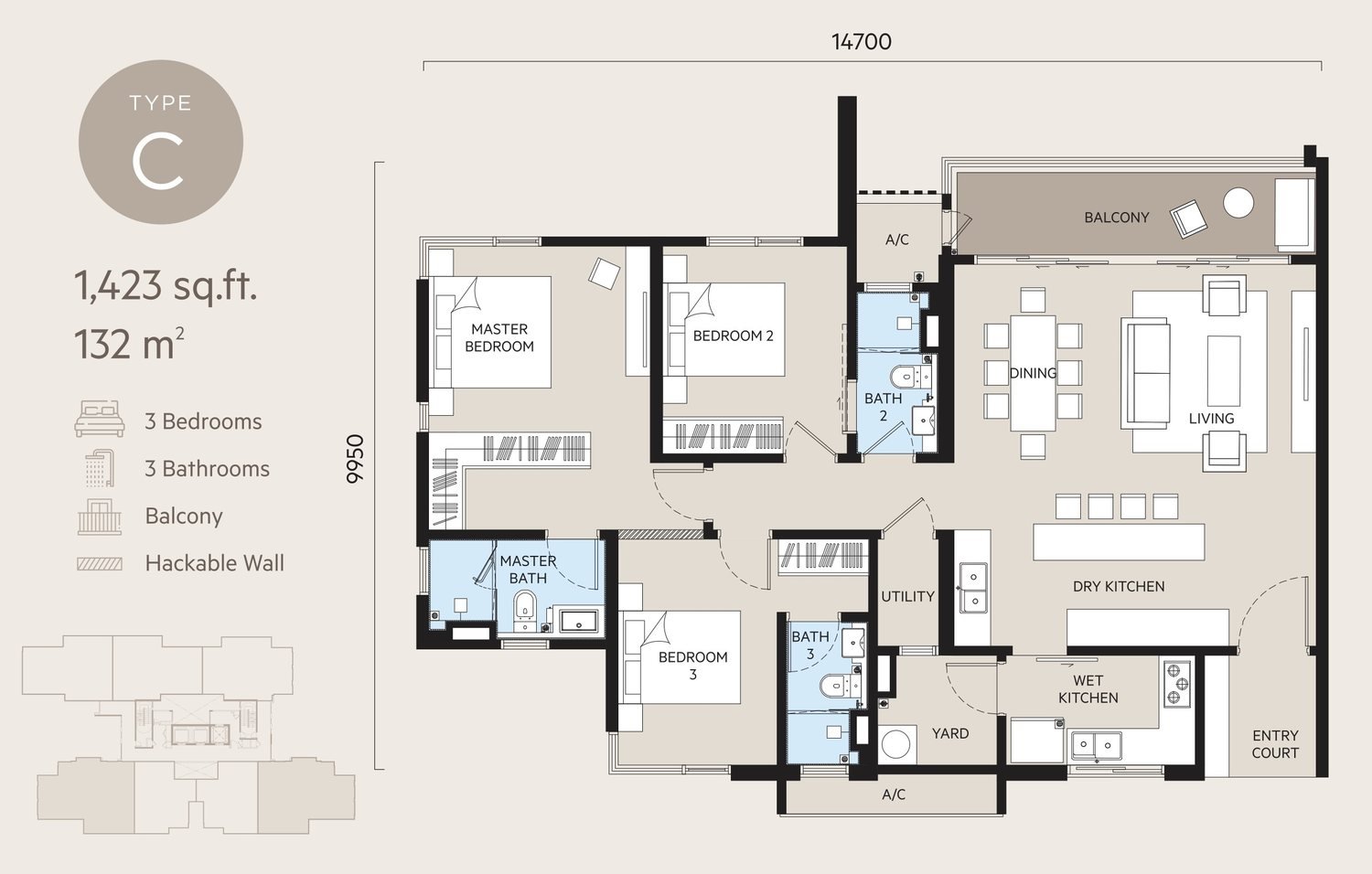 Oaka Residences Type C floor plan