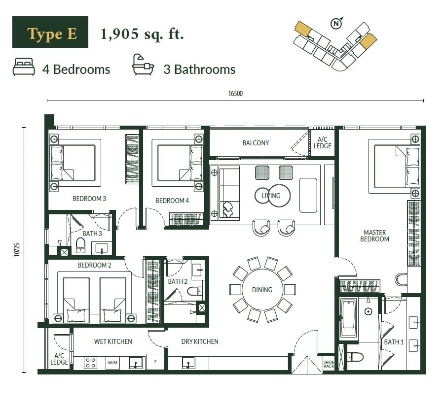 Park Green 1,905 sq ft floor plan