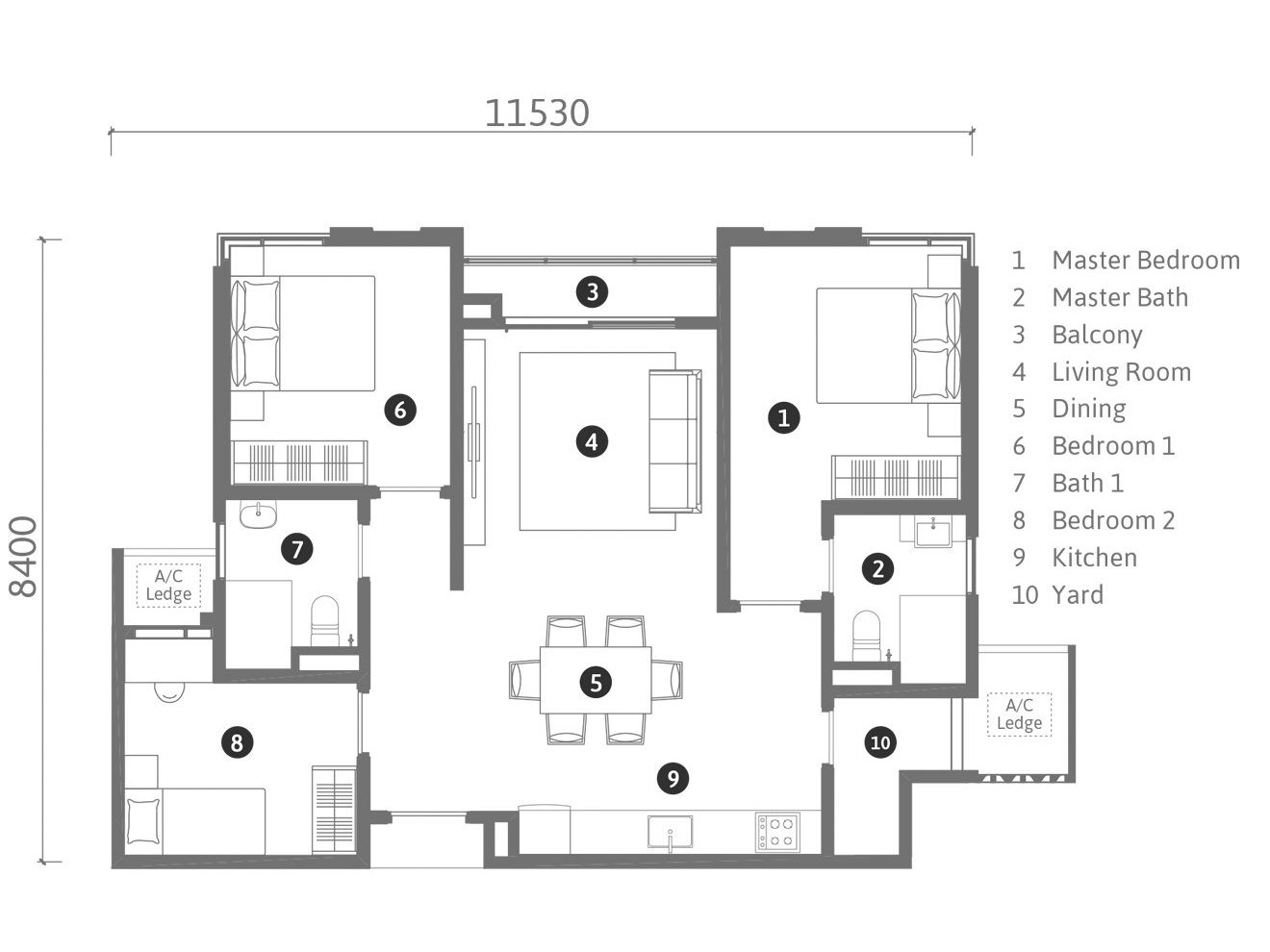 REN Residence 920 sq ft floor plan