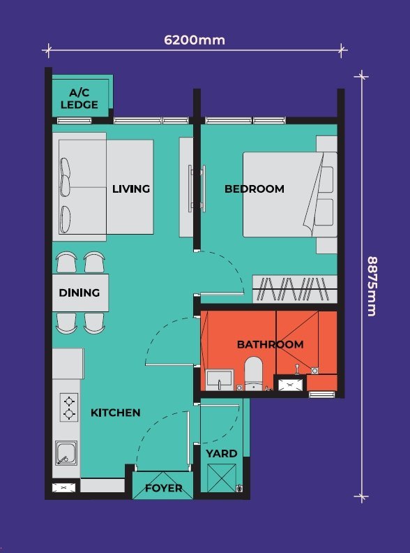 The Vividz 484 sq ft floor plan